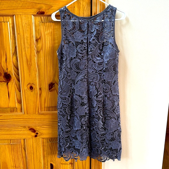 Adrianna Papell Dark Grey Lace Dress. Size 8P - Picture 2 of 3